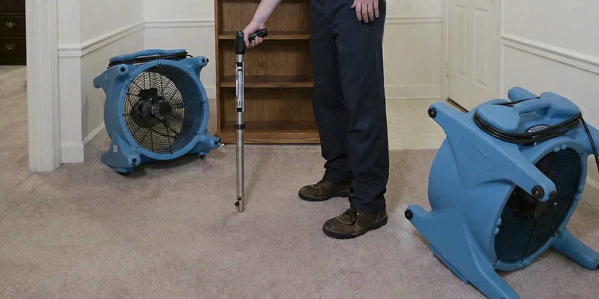 emergency water removal equipment deployed to dry a flooded residential interior in Bradenton, FL
